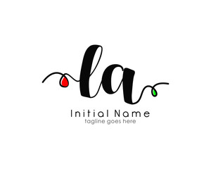 Obraz premium L A LA Initial brush color logo template vetor