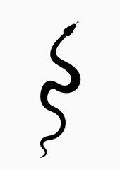 Black silhouette snake. Isolated symbol or icon snake on white background. Abstract sign snake. Vector illustration