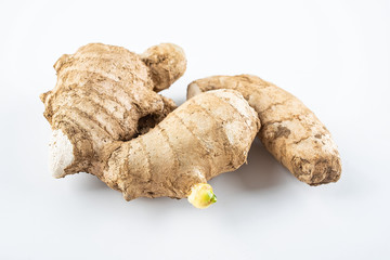 Ingredients ginger on a white background