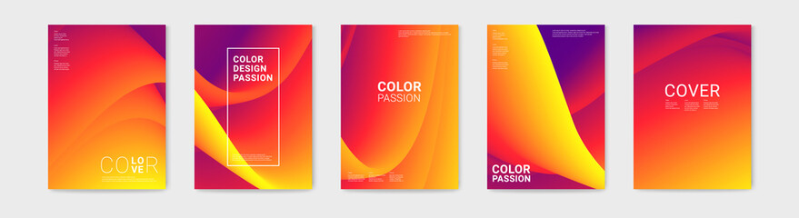 Fototapeta premium Cover design with abstract background color pattern and waves of color flow with motion of curved lines. EPS 10.
