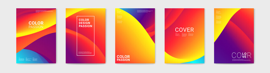 Cover design with abstract background color pattern and waves of color flow with motion of curved lines. EPS 10.