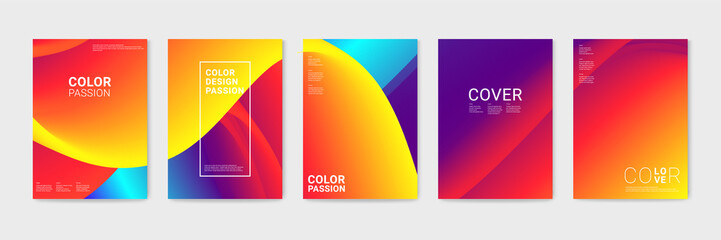 Cover design with abstract background color pattern and waves of color flow with motion of curved lines. EPS 10.