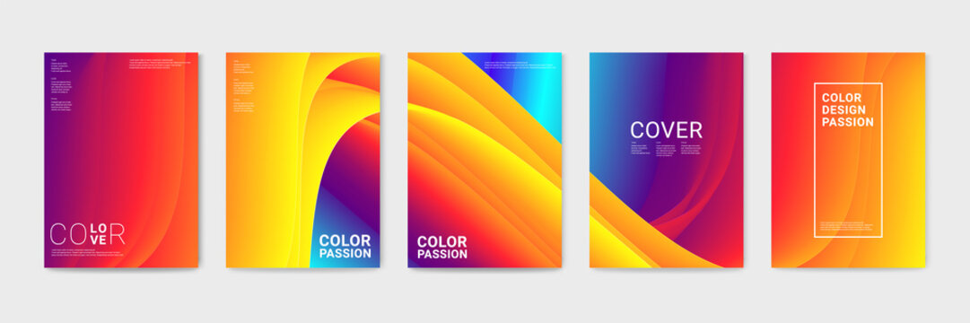 Cover design with abstract background color pattern and waves of color flow with motion of curved lines. EPS 10.