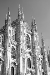 Fototapeta premium Italy - Milan Cathedral. Black and white vintage style.