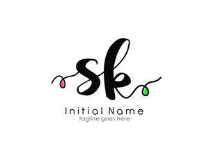 S K SK Initial brush color logo template vetor