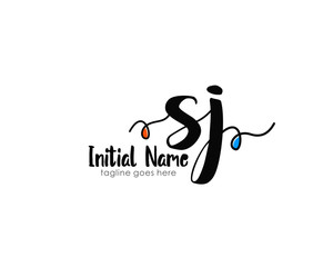 S J SJ Initial brush color logo template vetor