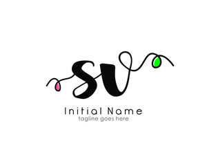 S V SV Initial brush color logo template vetor