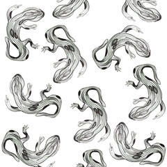 beautiful graphic lizard on the background, chameleon, watercolor lizard, animals, watercolor animals