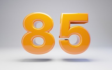 Number 85. 3D orange glossy number isolated on white background.