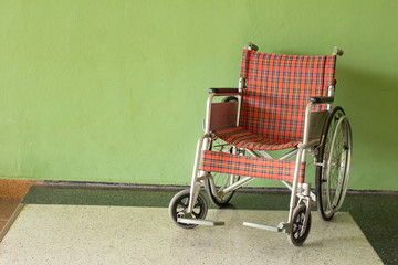 wheelchair for patient in the hospital. The concept isolated in a hospital.