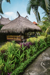 Fototapeta na wymiar Traditional gazebo with straw roof