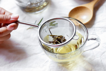Table set for making tea for drink in home 