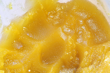 Sweet yellow honey. Bee honey.