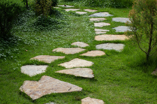 Stone walkways in the garden.