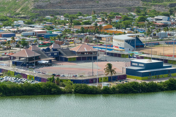 Close up view of the carnival village on st.maarten
