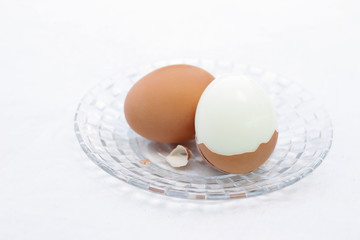 Boiled egg on dish for health care eating 