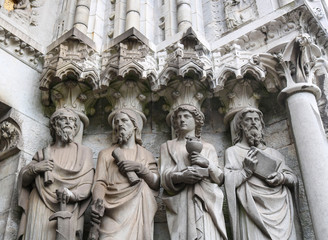 Saint Fin Barre's Cathedral is cathedral in the city of Cork, Ireland. Front entrance sculpture