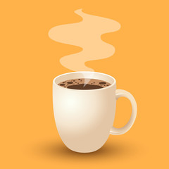 Cup of Fresh Coffee Card. Vector Illustration.