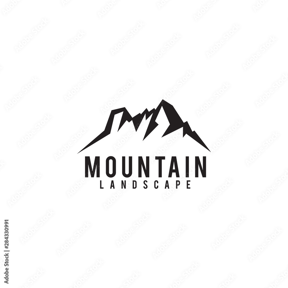 Poster mountain logo design vector template