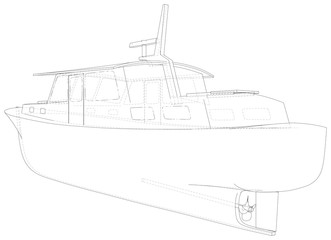 Boat. EPS10 format. Wire-frame Vector created of 3d. EPS10 format.