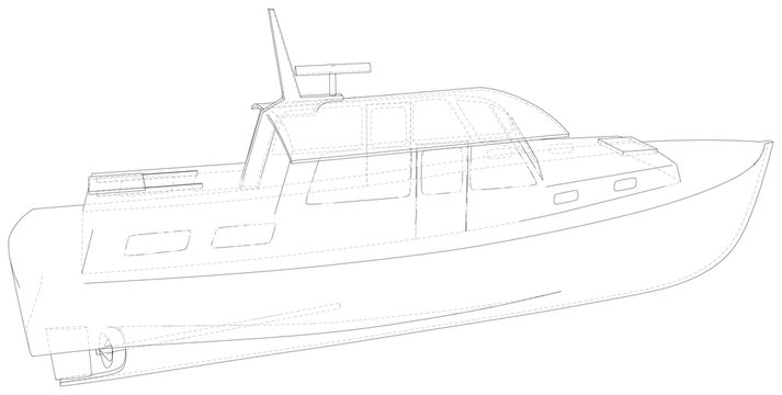 recommend clip art: Boat line. EPS10 format. Wire-frame Vector created of 3d.
