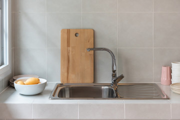 modern sink in modern kitchen room