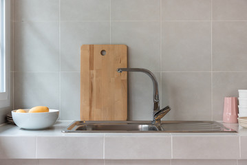 modern sink in modern kitchen room