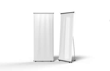 Blank L-Stand Banner for design presentation. 3d render illustration.