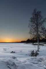 Sunset over lake Siljan