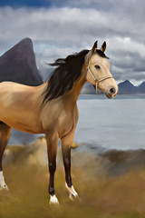 Obraz na płótnie Canvas portrait of a chestnut horse