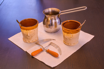 Set of small turk and coffee cups
