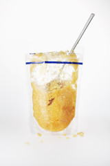 Crushed garlic on white background.