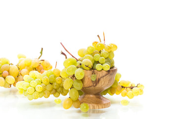 bunch of green grapes isolated on white