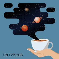 Cup of Fresh Coffee or Tea. Beautiful Vector Illustration