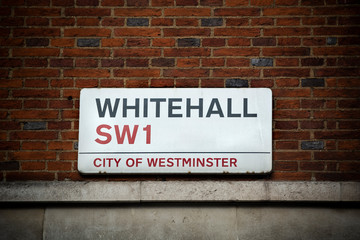 Whitehall street sign in Westminster central London