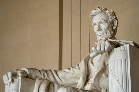 Close up of Abraham Lincoln at the Lincoln Memorial in Washington DC