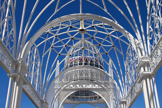 Traslado de la virgen del Roc&iacute;o el 19 de agosto de 2019, Catedral Ef&iacute;mera que recibir&aacute; a la Virgen del Roc&iacute;o la Plaza de la Virgen del Roc&iacute;o, Almonte, Andaluc&iacute;a, Espa&ntilde;a