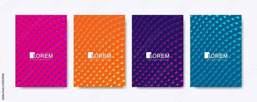 Aufkleber Modern colorful abstract gradient lines pattern background cover design. Trendy vector template for web, brochure, leaflet, flyer, cover, banner, poster. Cool bright gradients. Vivid vibrant color
