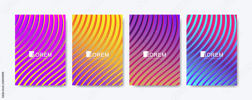 Aufkleber Modern colorful abstract gradient lines pattern background cover design. Trendy vector template for web, brochure, leaflet, flyer, cover, banner, poster. Cool bright gradients. Vivid vibrant color