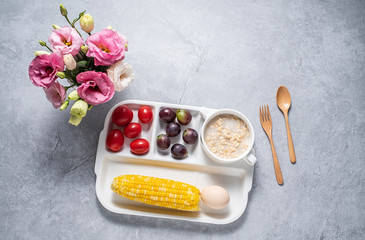 A well-balanced breakfast with a balanced diet