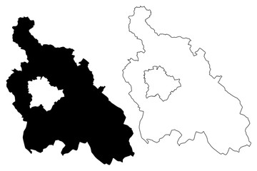 Fototapeta premium Pest County (Hungary, Hungarian counties) map vector illustration, scribble sketch Pest map