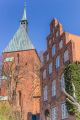 Town hall and church tower in Molln, Germany