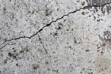 Concrete surface with cracks and breaks as a background, natural color.