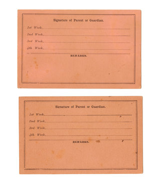 Parent or Guardian Signature Side of a 1910 Report Card