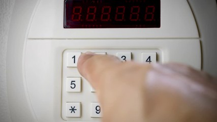 Safe in the hotel closet. Close-up shot.