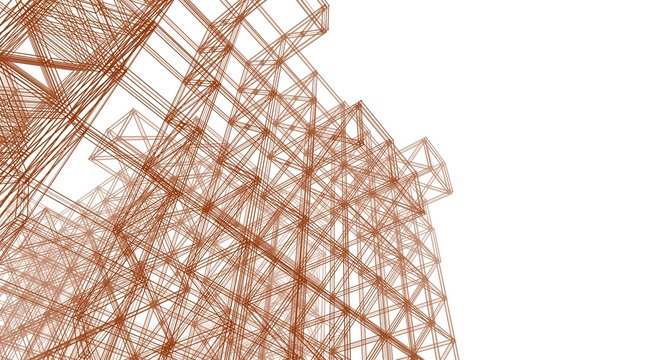 frame of modern building 3d illustration