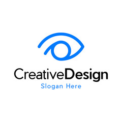 Eye Logo design vector template. line media icon. Vision Logotype concept idea, vision logo concept. Flat line eye icon design template.