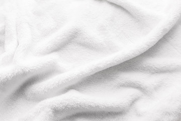 Fototapeta premium white crumpled blanket, texture, top view