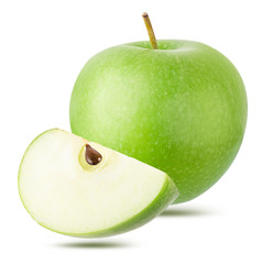 Green apples isolated on white background with clipping path