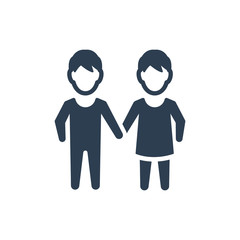 Boy and girl child icon